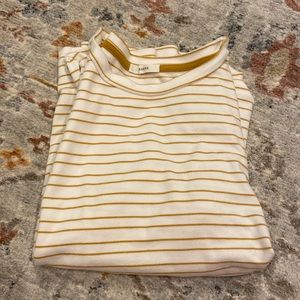 yellow and white striped blouse